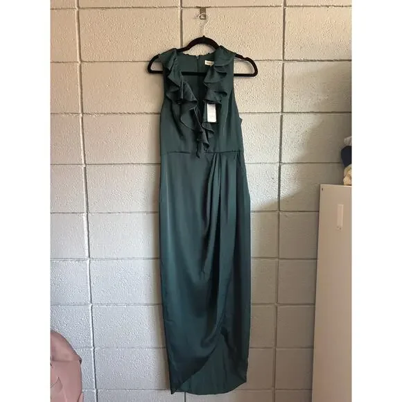 NWT Women's Shona Joy Plunge Frill Draped Dress size 6 in Emerald Green Holiday - threedaughtersproperties.com NWT Women's Shona Joy Plunge Frill Draped Dress size 6 in Emerald Green Holiday - threedaughtersproperties.com